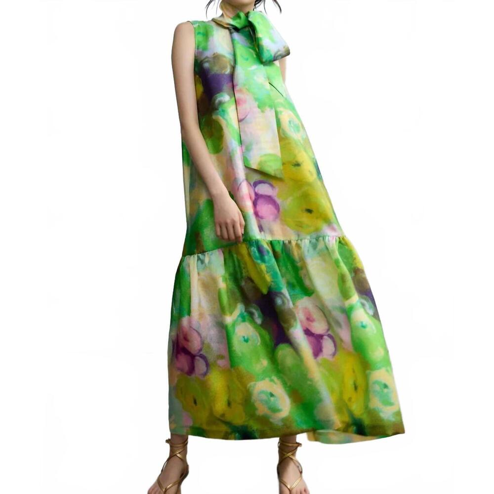 NEW PSOPHIA bloomlight printed sleeveless dress in green